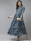 Vestido.  Anarkali. Algodón.  Fresco.
